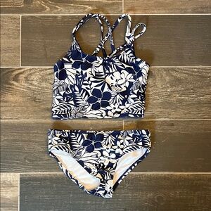 Floral Print Girl’s Cropped Tankini Set